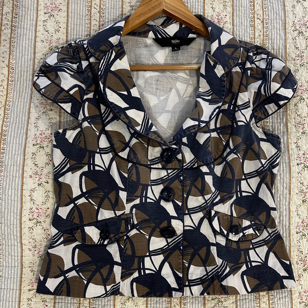 Mossimo Cap Sleeve Structured Jacket w Retro Print